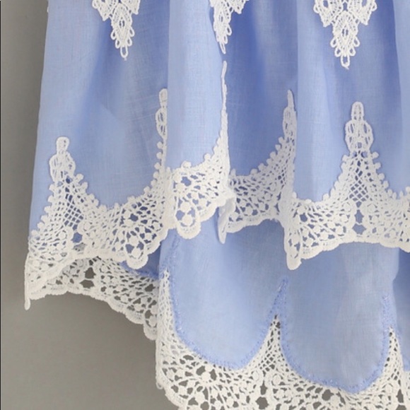 Blue Crochet Trim High Low Cami Top - Picture 2 of 4